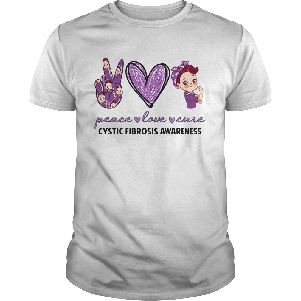 Peace love cystic fibrosis awareness heart shirt