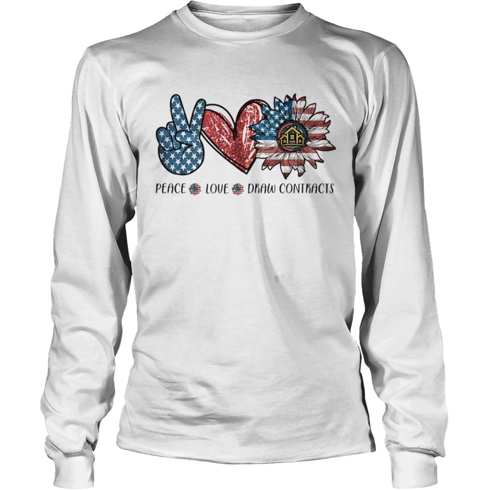 Peace love drew contracts sunflower american flag independence day  Long Sleeve