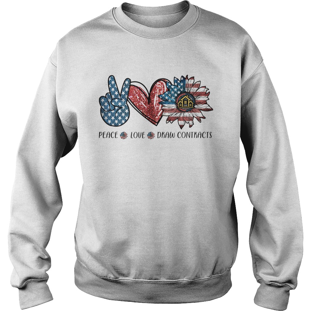 Peace love drew contracts sunflower american flag independence day  Sweatshirt