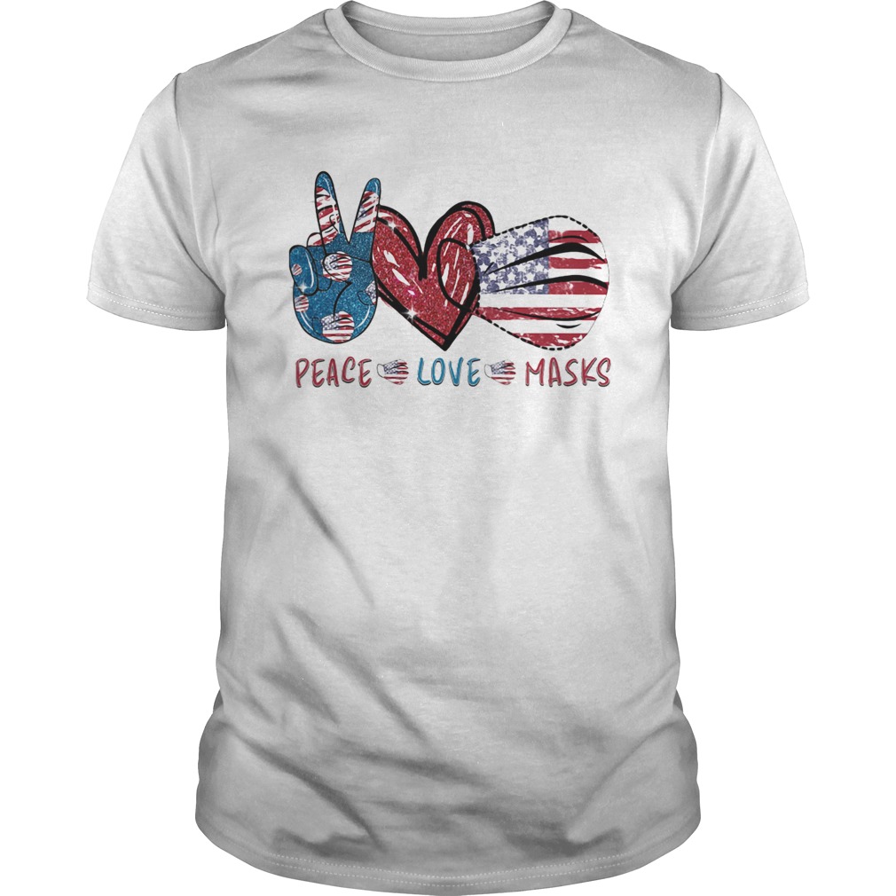 Peace love mask heart American flag veteran Independence Day shirt