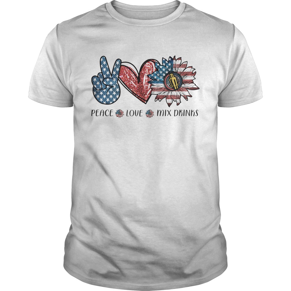 Peace love mix drinks sunflower american flag independence day shirt