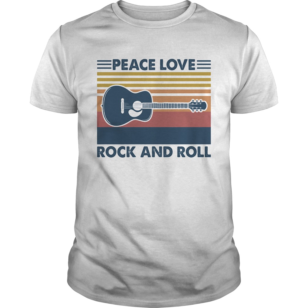 Peace love rock and roll guitar vintage shirt