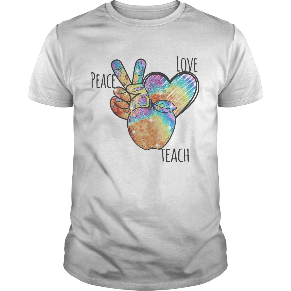 Peace love teacher apple diamond shirt