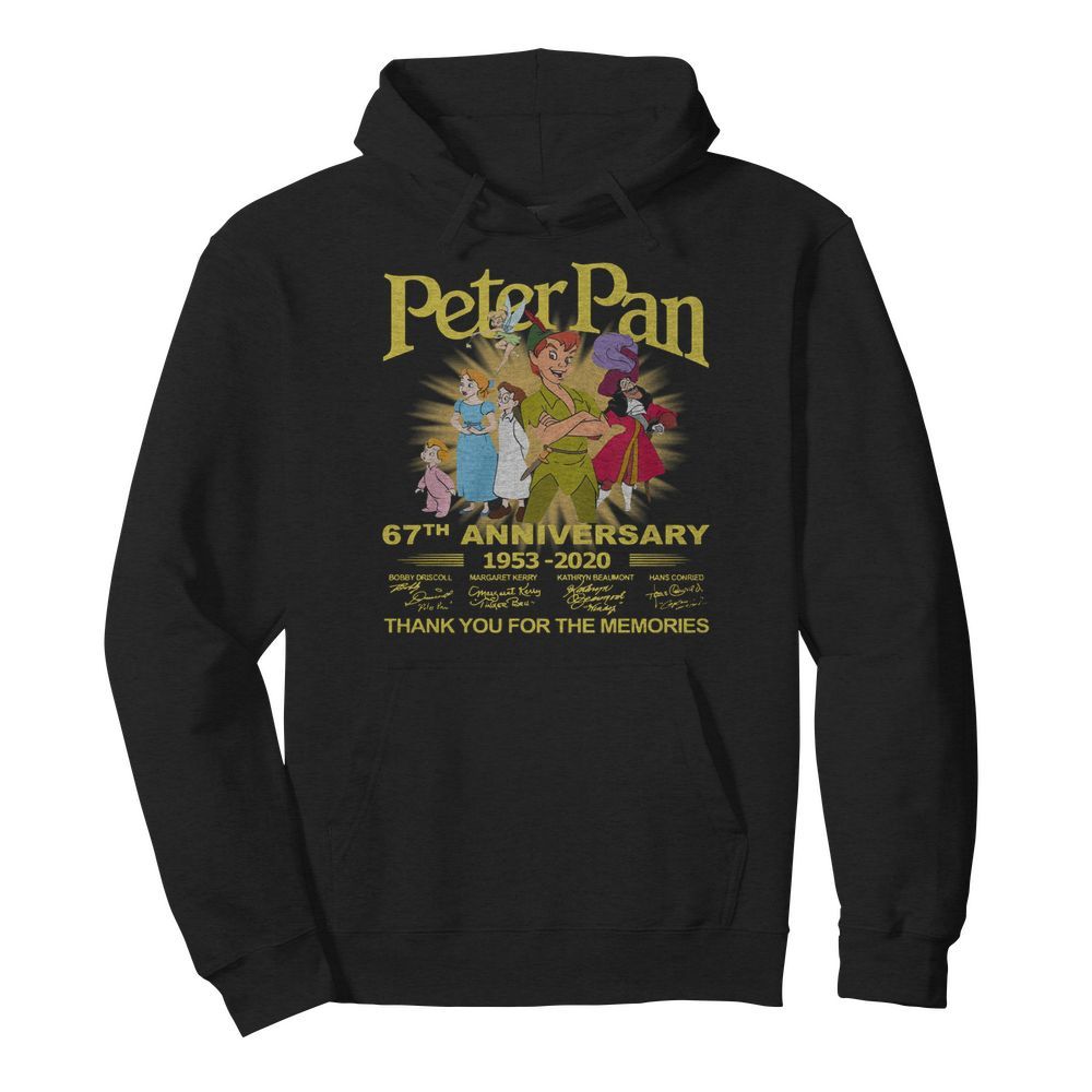 Peter Pan 67th Anniversary 1953-2020 Thank You For The Memories Signature  Unisex Hoodie