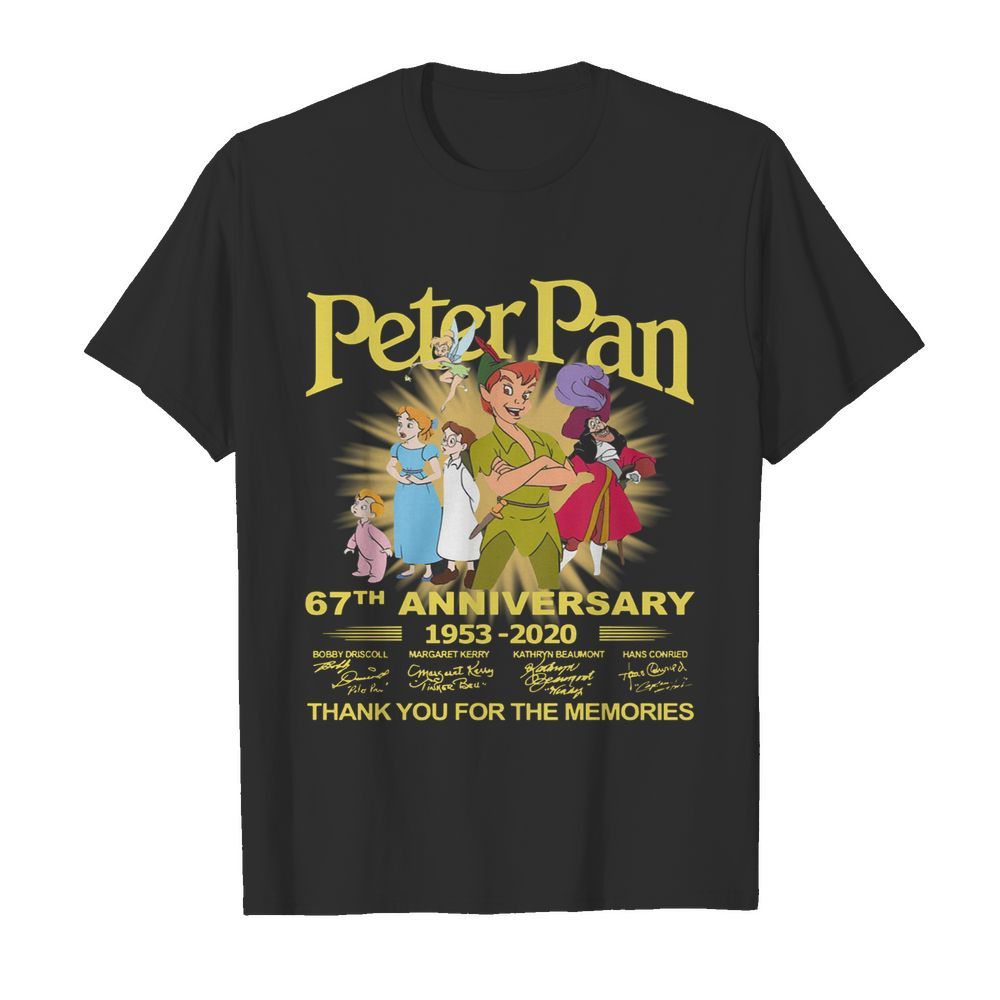 Peter Pan 67th Anniversary 1953-2020 Thank You For The Memories Signature shirt