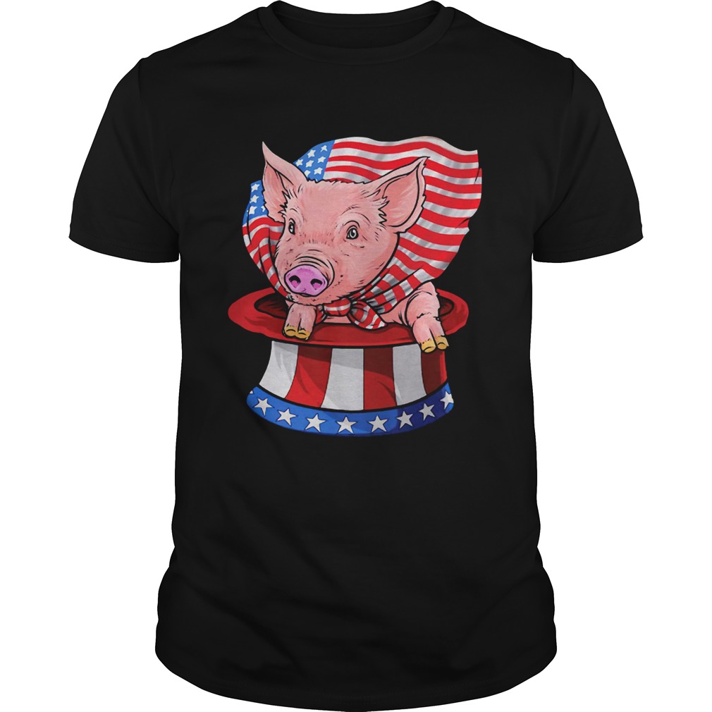 Pig in hat American flag veteran Independence day shirt