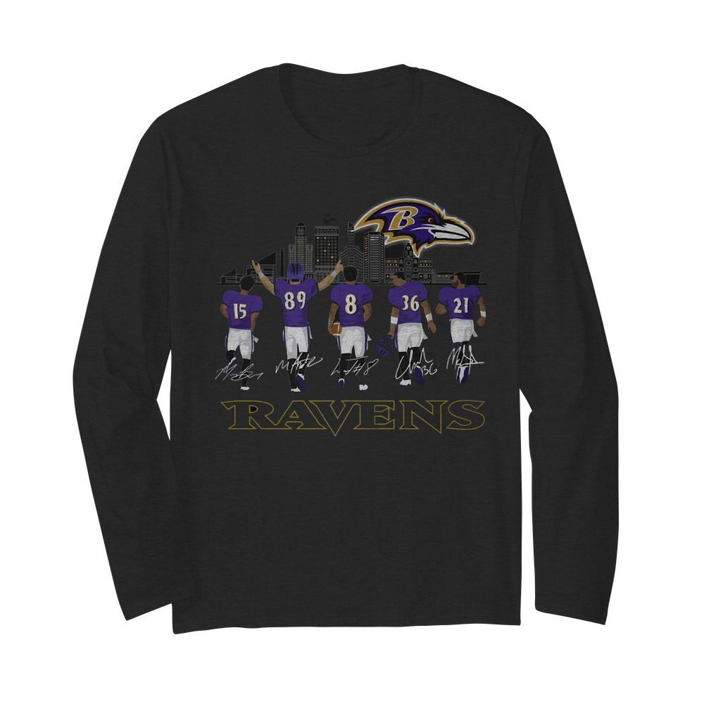 Player Name Baltimore Ravens Legends signatures  Long Sleeved T-shirt 