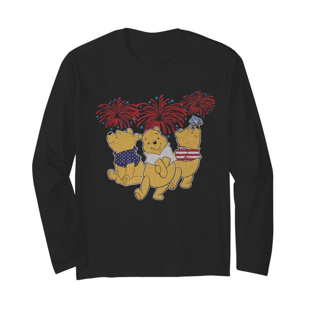 Pooh firework american flag independence day  Long Sleeved T-shirt 