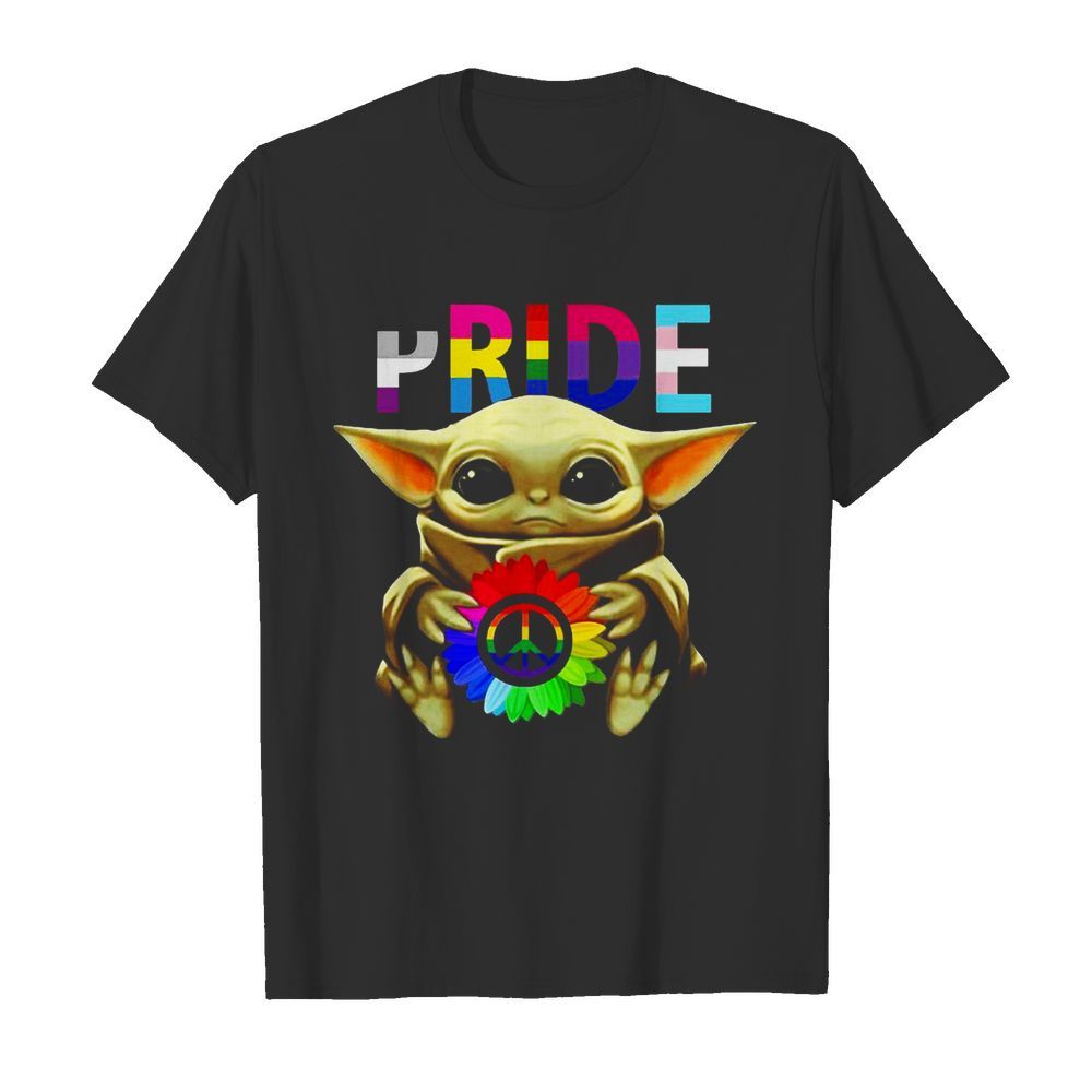 Pride Baby Yoda Hug Hippie Sunflower shirt