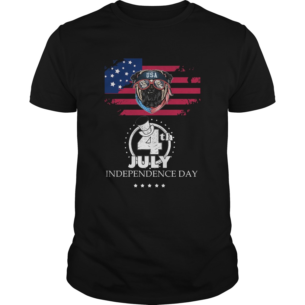 Pug American Flag USA 4th July Independence Day shirt