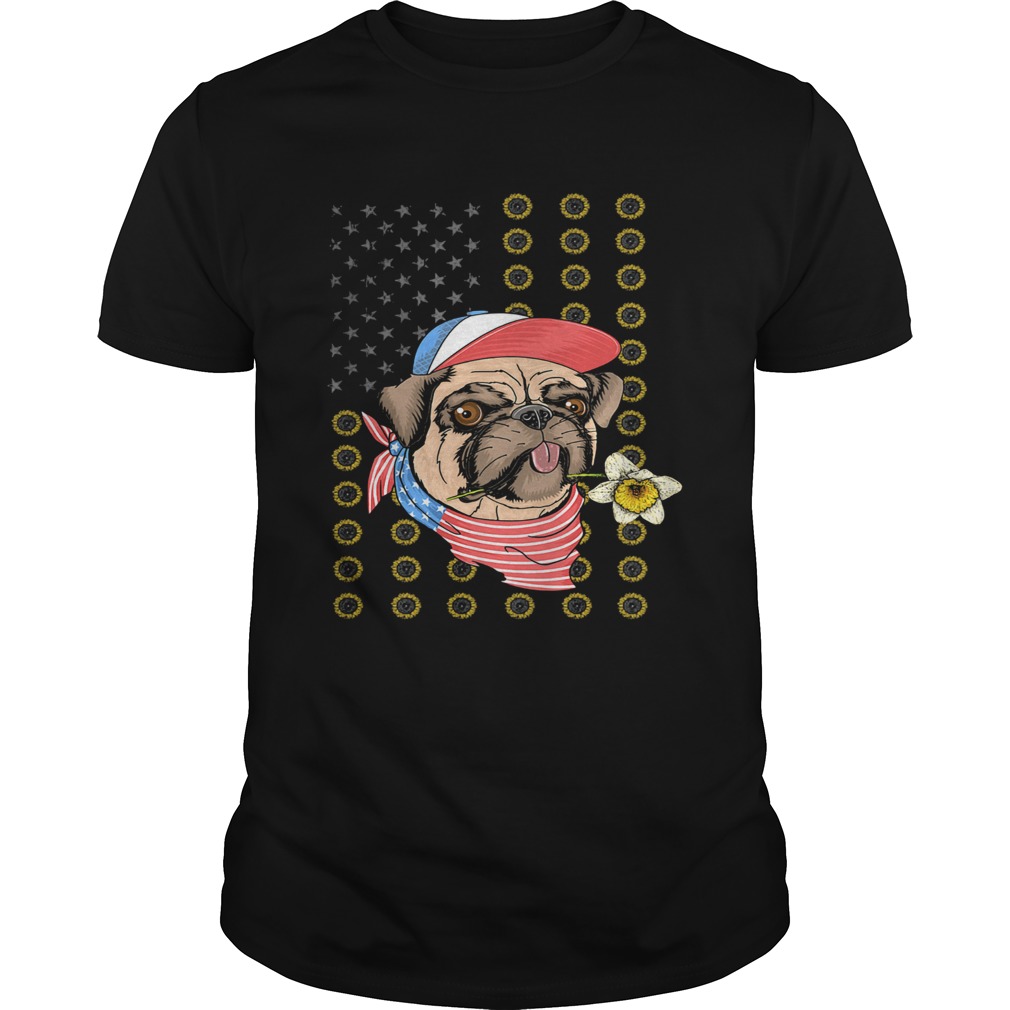 Pug American flag veteran Independence Day shirt