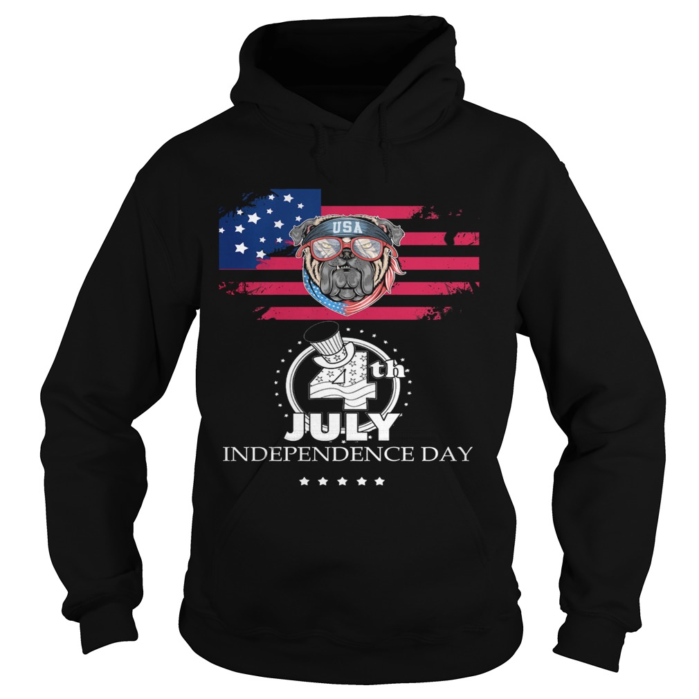 Pug american flag america 4th of july independence day  Hoodie