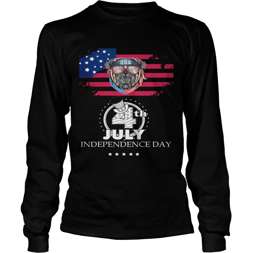 Pug american flag america 4th of july independence day  Long Sleeve