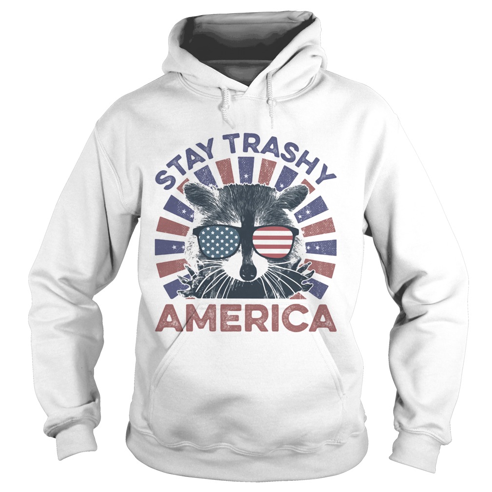 Raccoon stay trashy america flag independence day  Hoodie