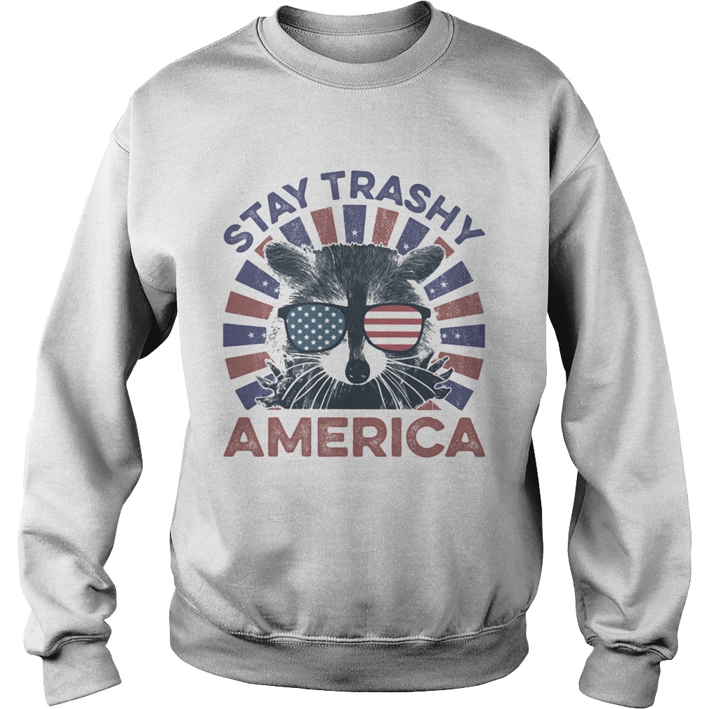 Raccoon stay trashy america flag independence day  Sweatshirt