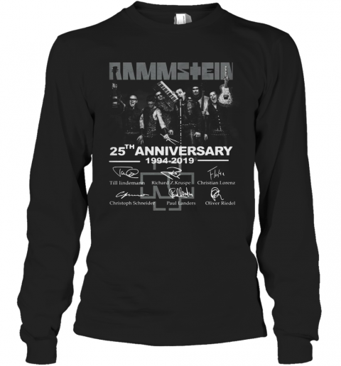 Rammstein 25Th Anniversary 1994 2019 Thank You For The Memories Signatures T-Shirt Long Sleeved T-shirt 