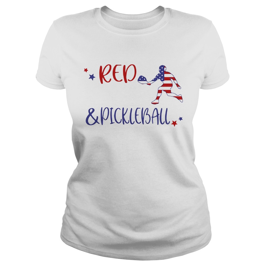 Red And Pickleball American Flag Independence Day  Classic Ladies