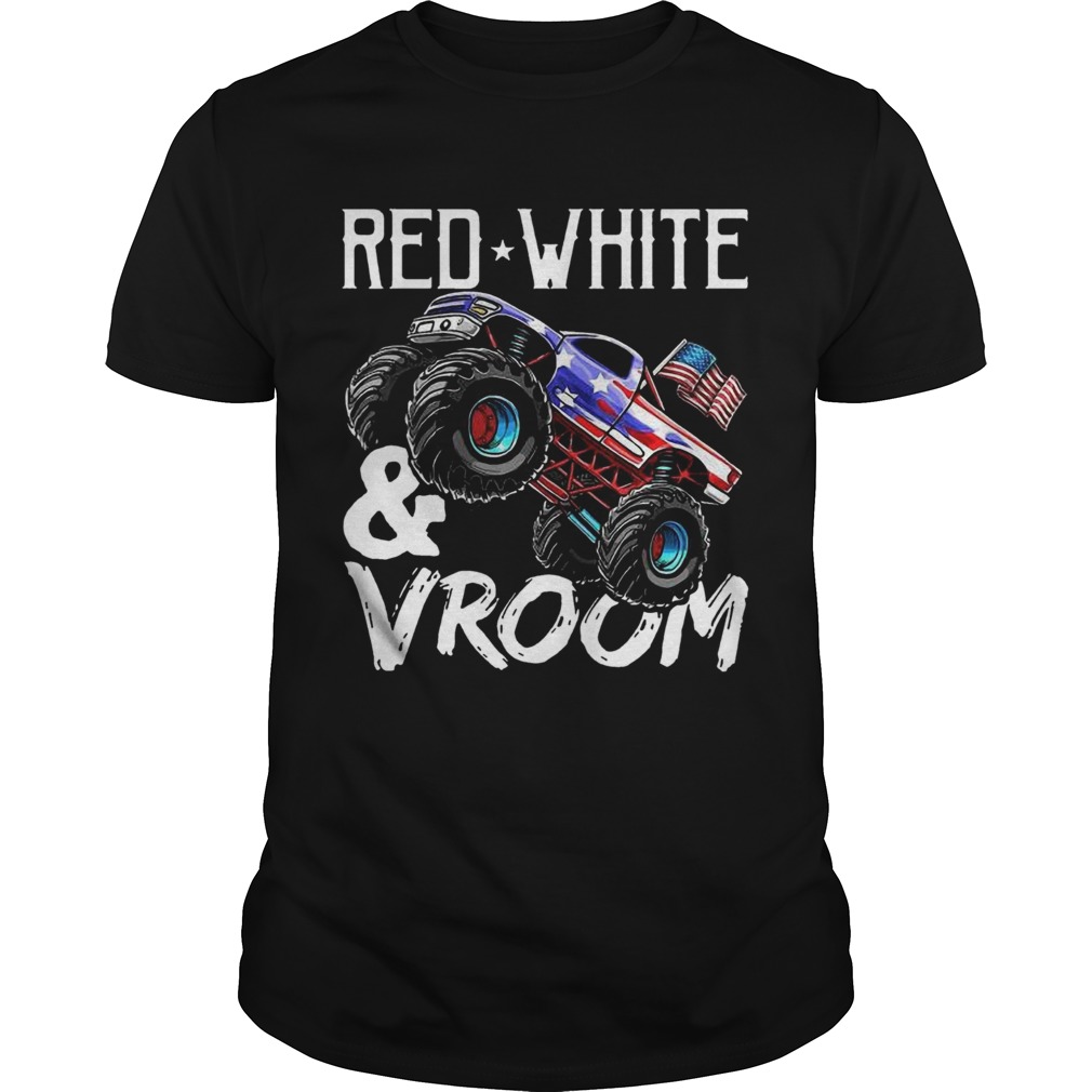 Red White Vroom Monster Truck American Flag July 4Th  Unisex