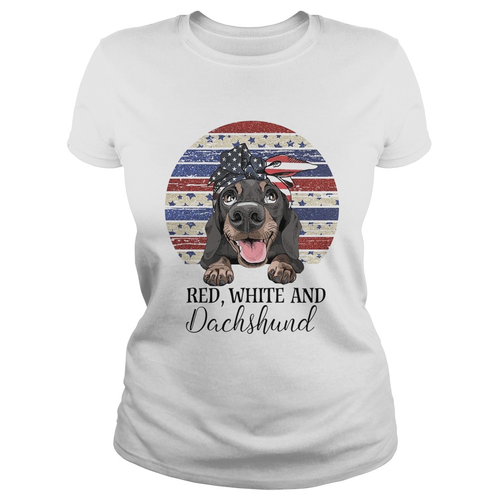 Red white and dachshund american flag independence day vintage retro  Classic Ladies