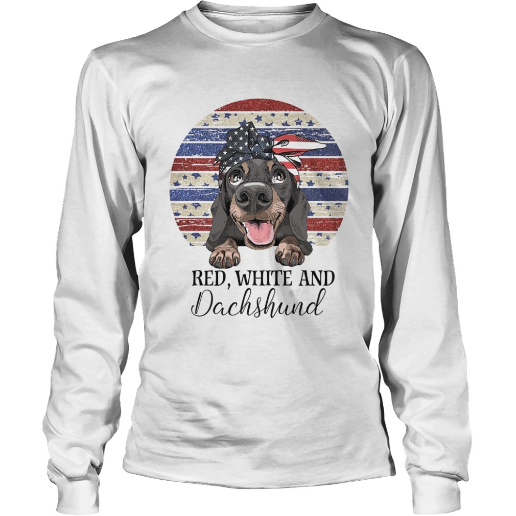 Red white and dachshund american flag independence day vintage retro  Long Sleeve