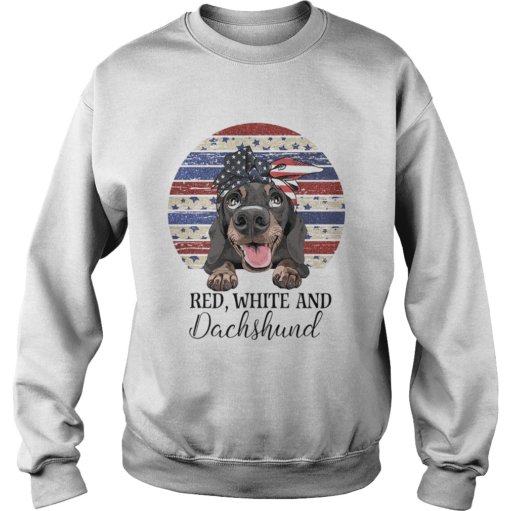 Red white and dachshund american flag independence day vintage retro  Sweatshirt