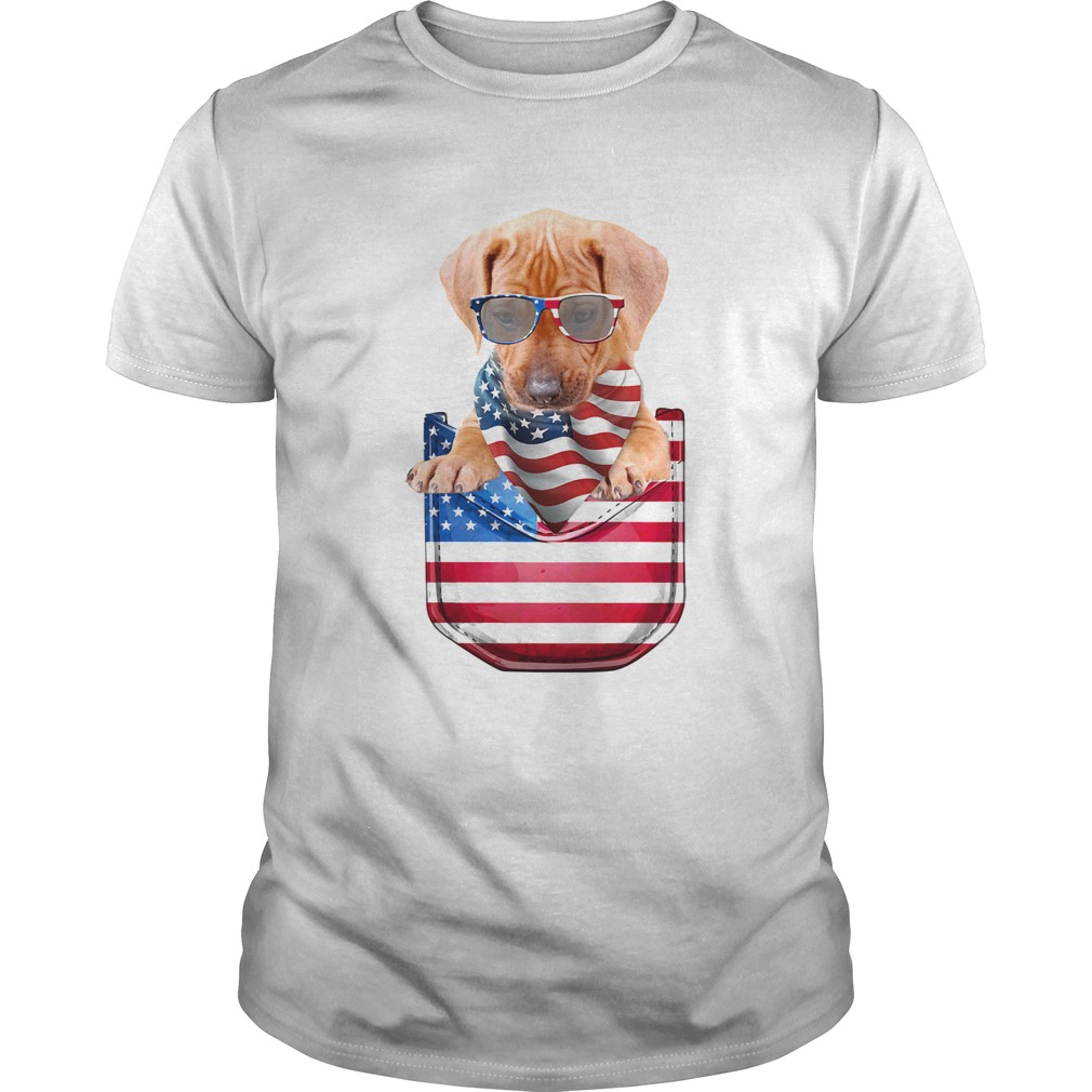 Rhodesian ridgeback pocket american flag independence day shirt