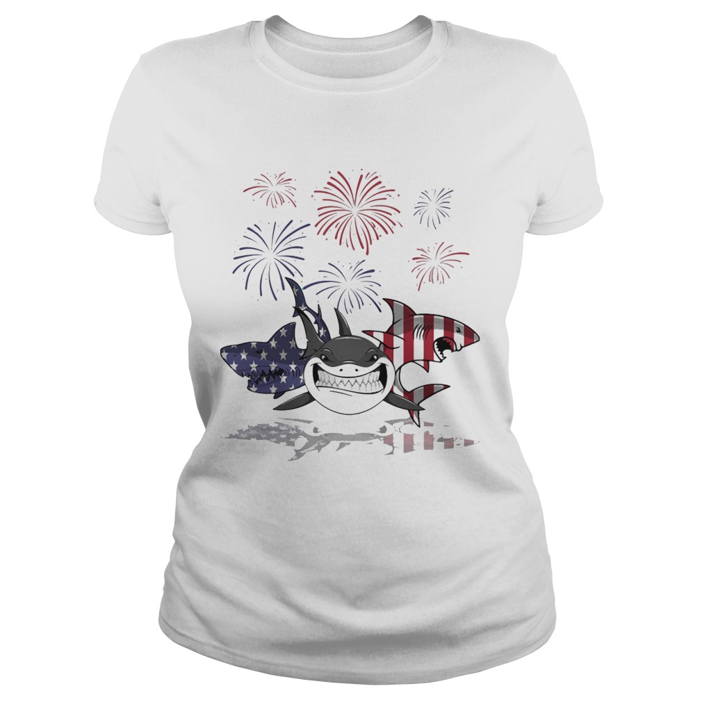 Shark firework american flag independence day  Classic Ladies