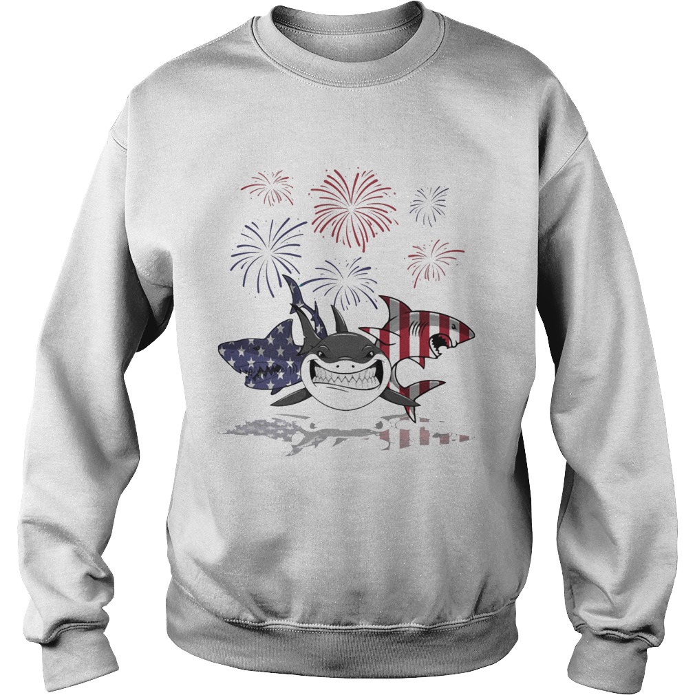 Shark firework american flag independence day  Sweatshirt