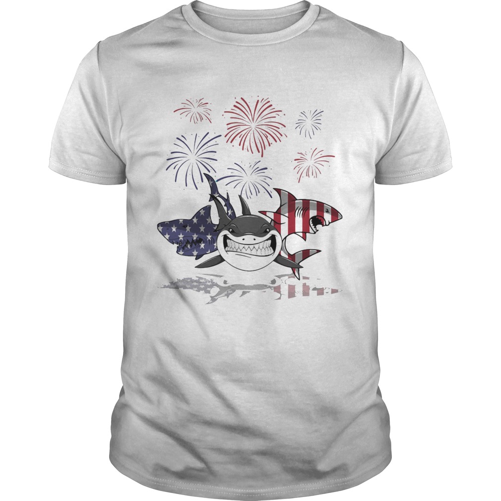 Shark firework american flag independence day  Unisex