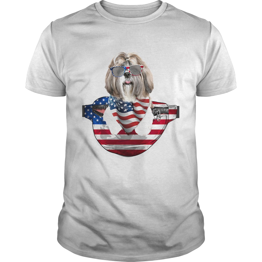 Shih tzu waist pack american flag independence day shirt