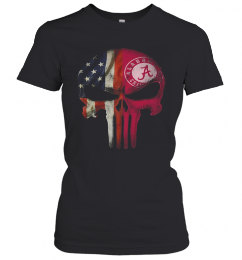 Skull American Flag Alabama Crimson Tide Independence Day T-Shirt Classic Women's T-shirt