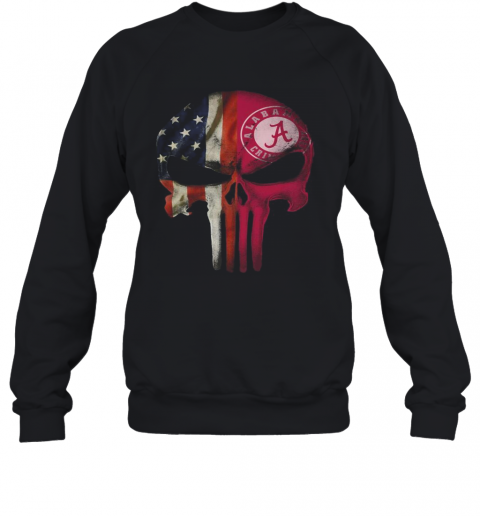 Skull American Flag Alabama Crimson Tide Independence Day T-Shirt Unisex Sweatshirt