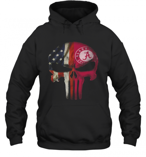 Skull American Flag Alabama Crimson Tide Independence Day T-Shirt Unisex Hoodie