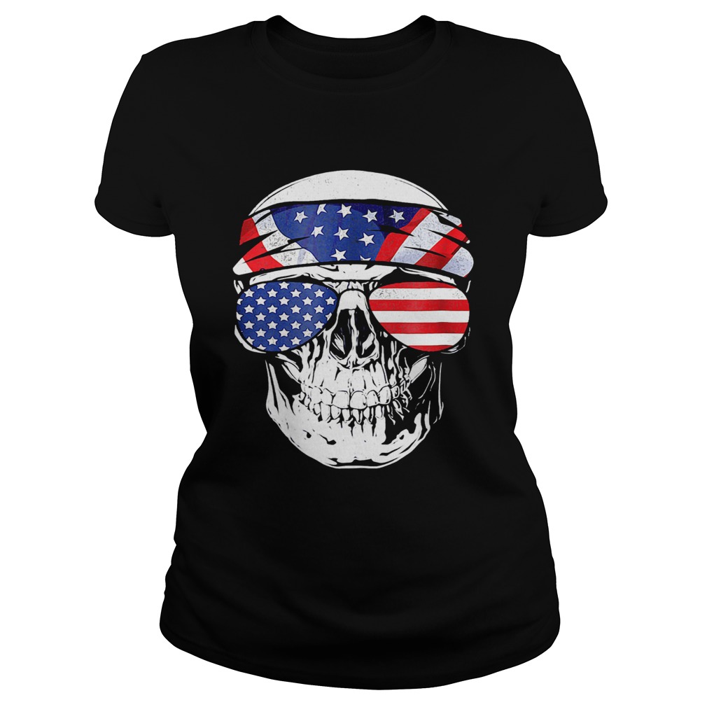 Skull American Flag Happy Independence Day  Classic Ladies