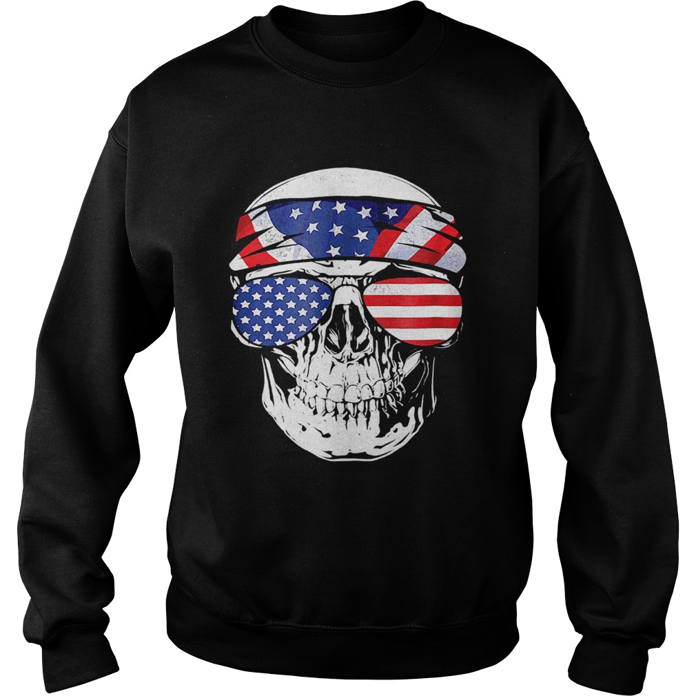 Skull American Flag Happy Independence Day  Sweatshirt