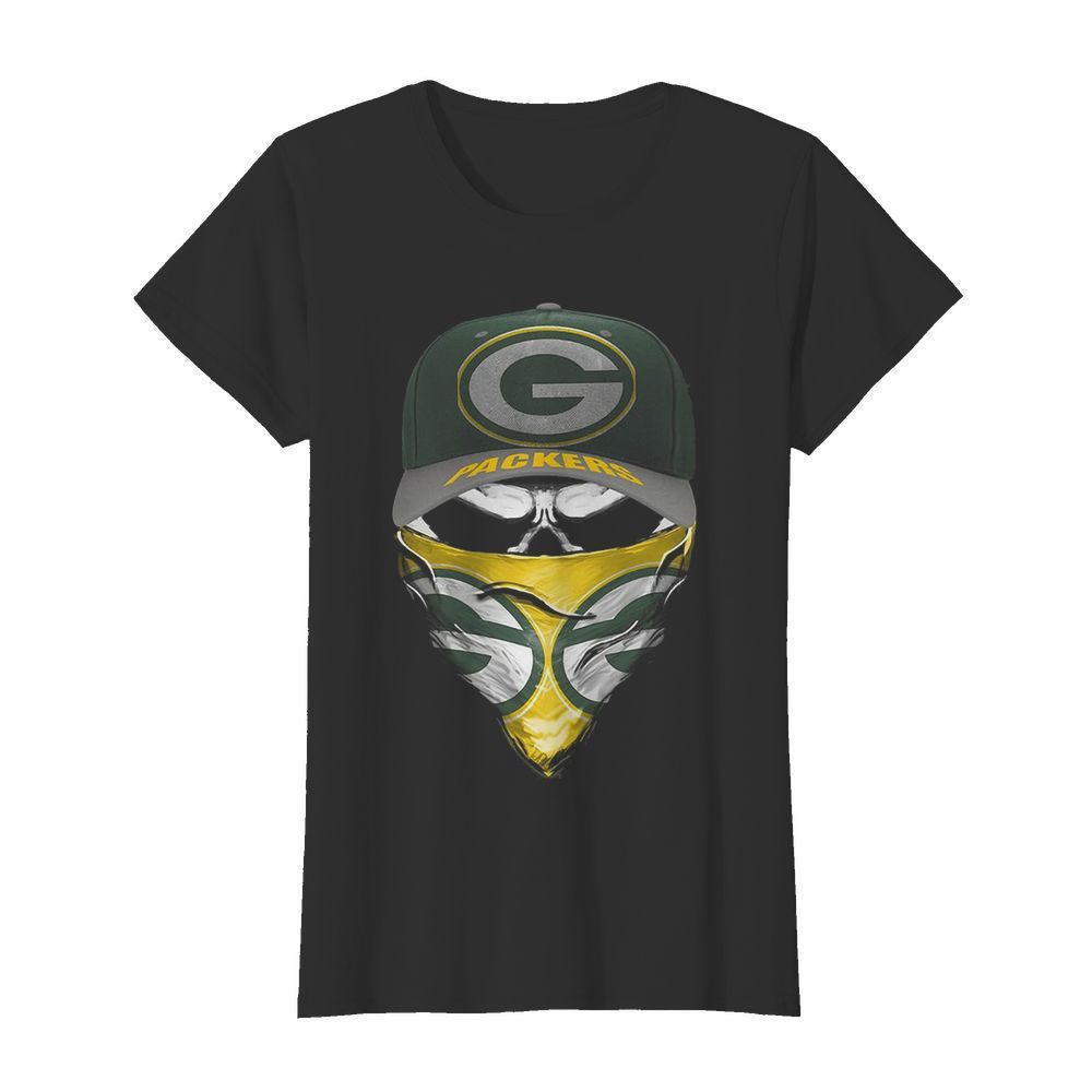 Skull Face Mask Green Bay Packers Logo  Classic Women's T-shirt