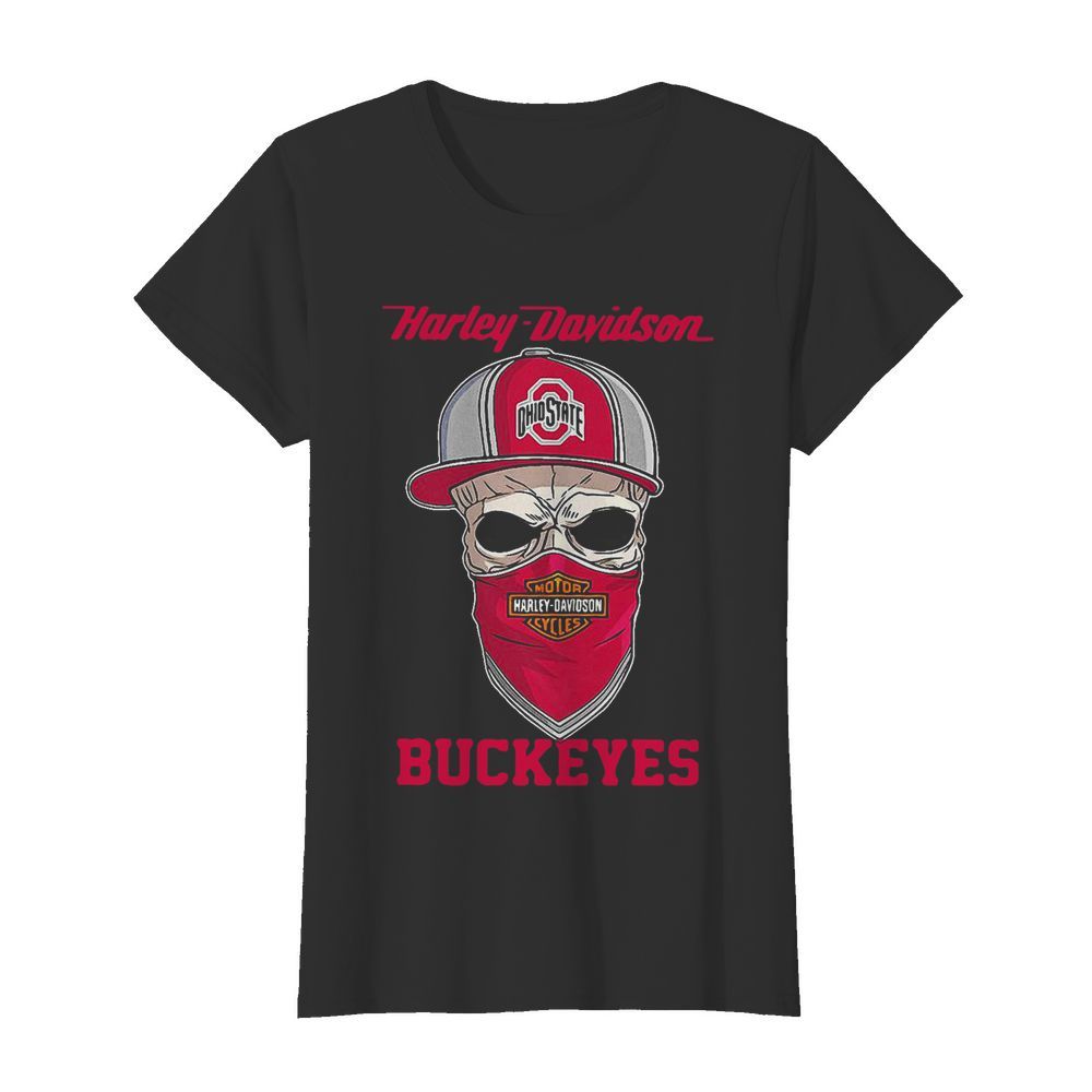 Skull Harley Davidson Ohio State Buckeyes Hat  Classic Women's T-shirt