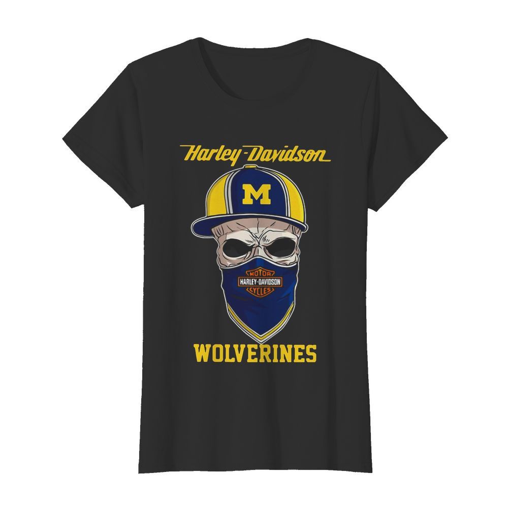 Skull Harley Davidson Wolverines Hat  Classic Women's T-shirt