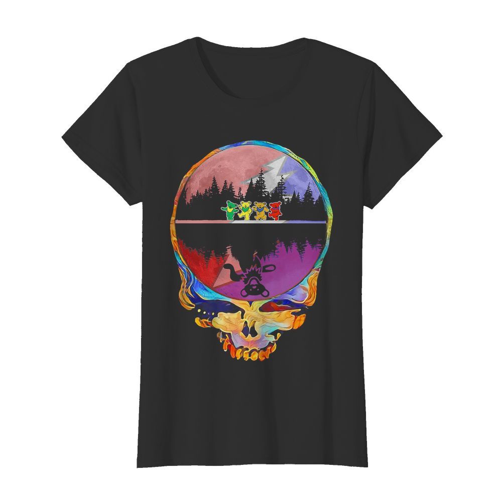 Skull hippie bear water reflection  Classic Women's T-shirt