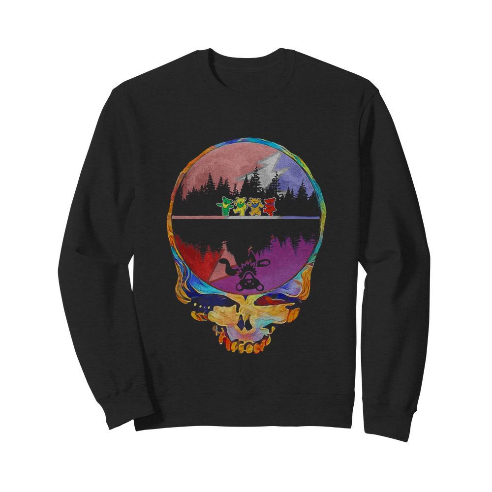 Skull hippie bear water reflection  Unisex Sweatshirt