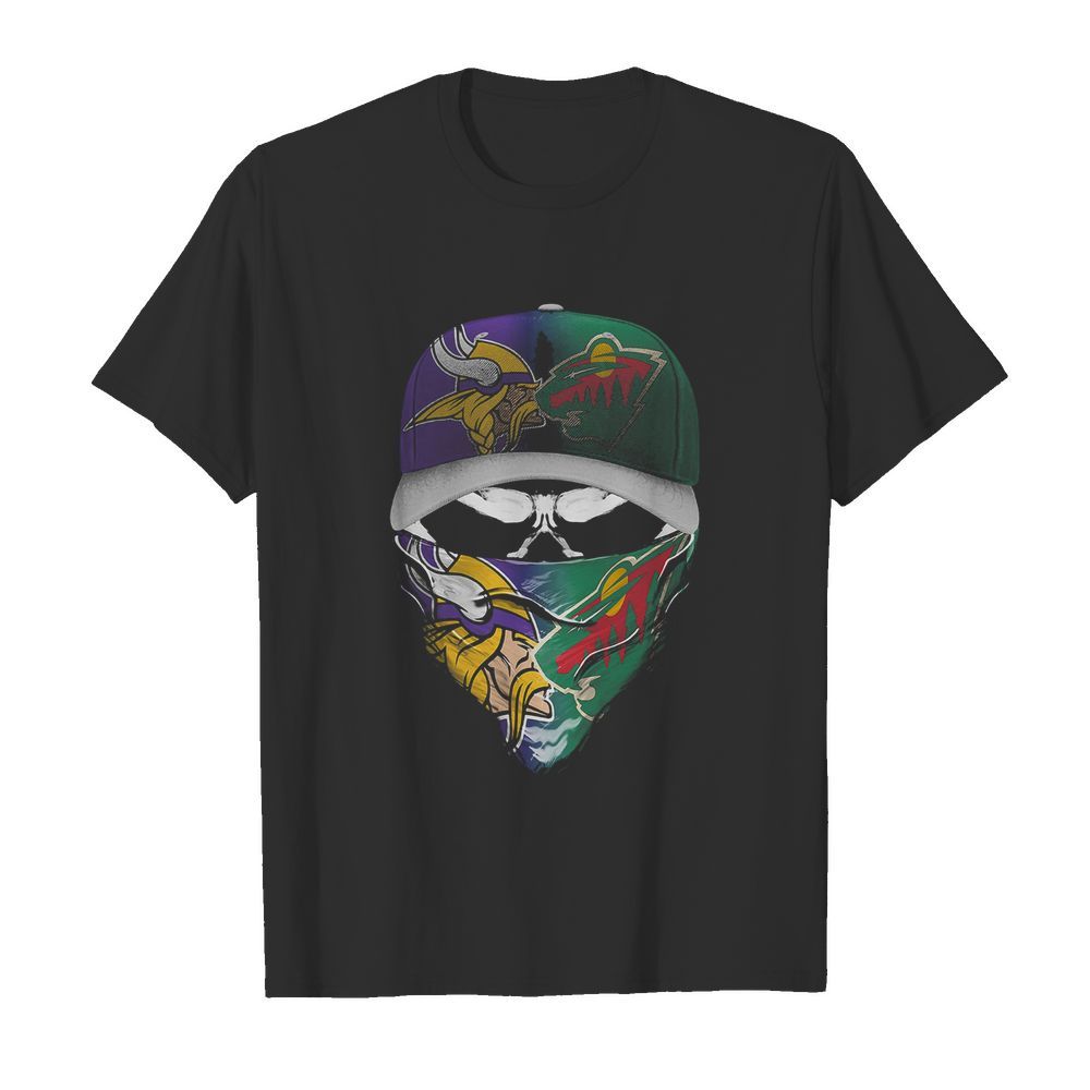 Skull mask minnesota vikings and minnesota wild shirt