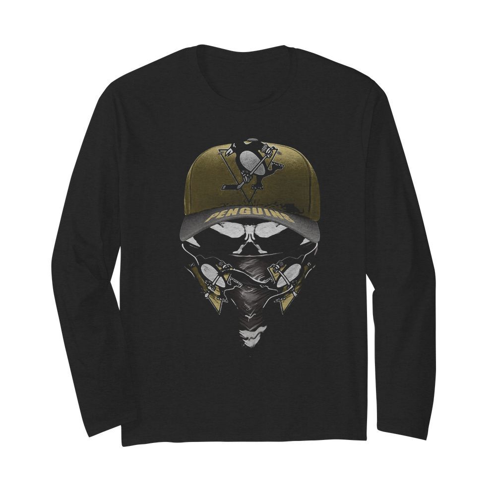 Skull mask pittsburgh penguins hockey logo  Long Sleeved T-shirt 