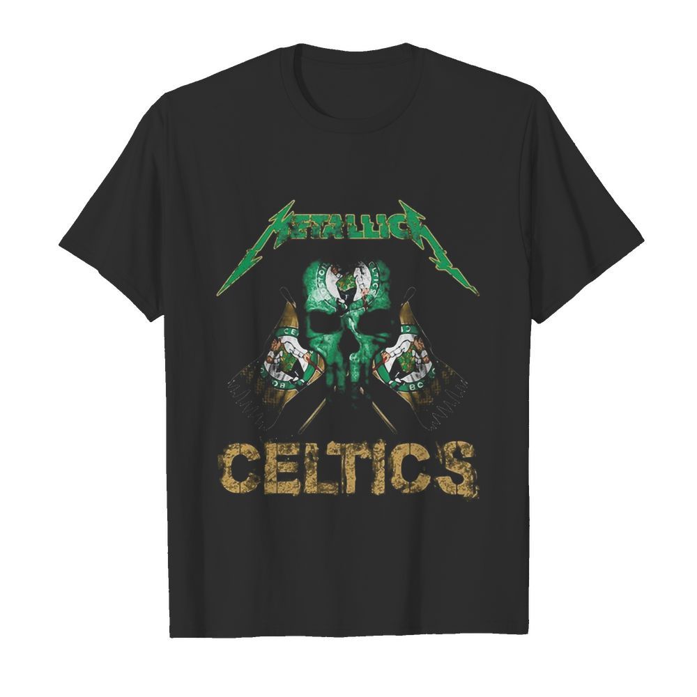 Skull metallica boston celtics flag shirt