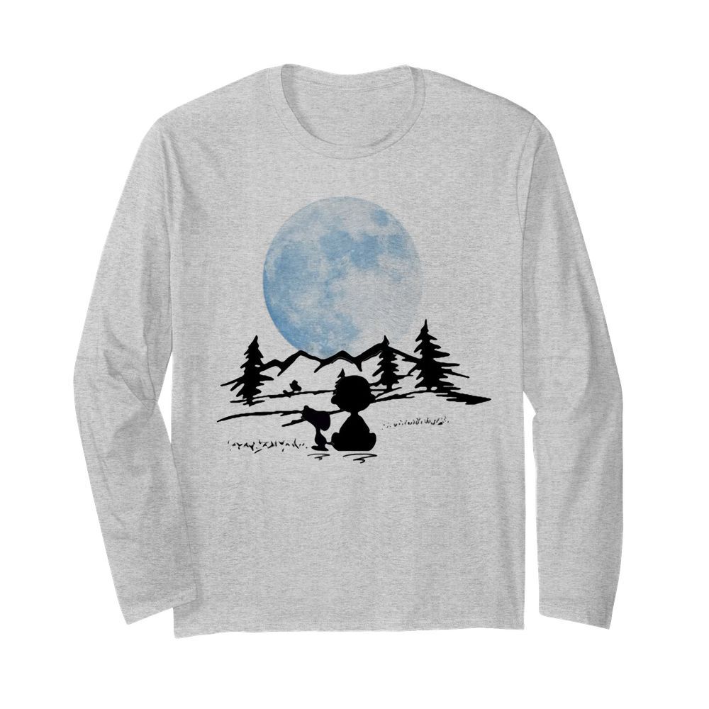 Snoopy and charlie brown camping moon  Long Sleeved T-shirt 