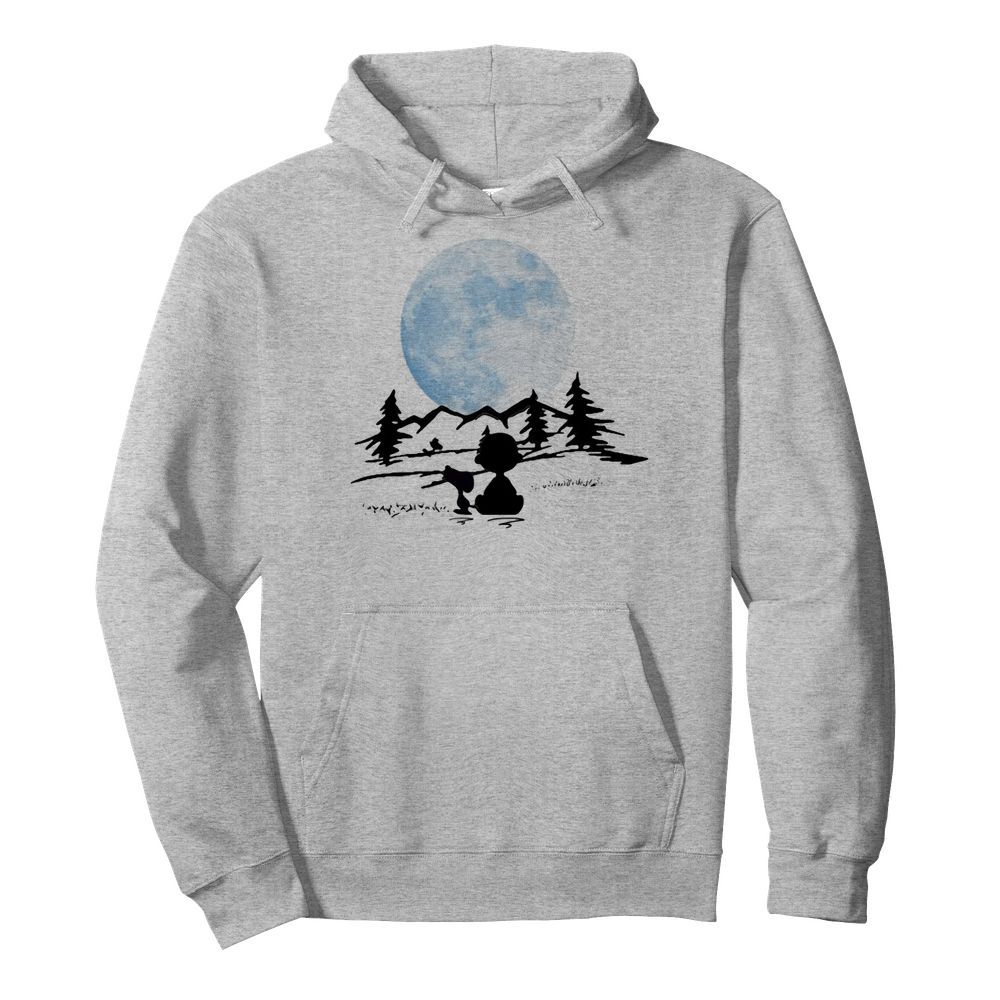 Snoopy and charlie brown camping moon  Unisex Hoodie