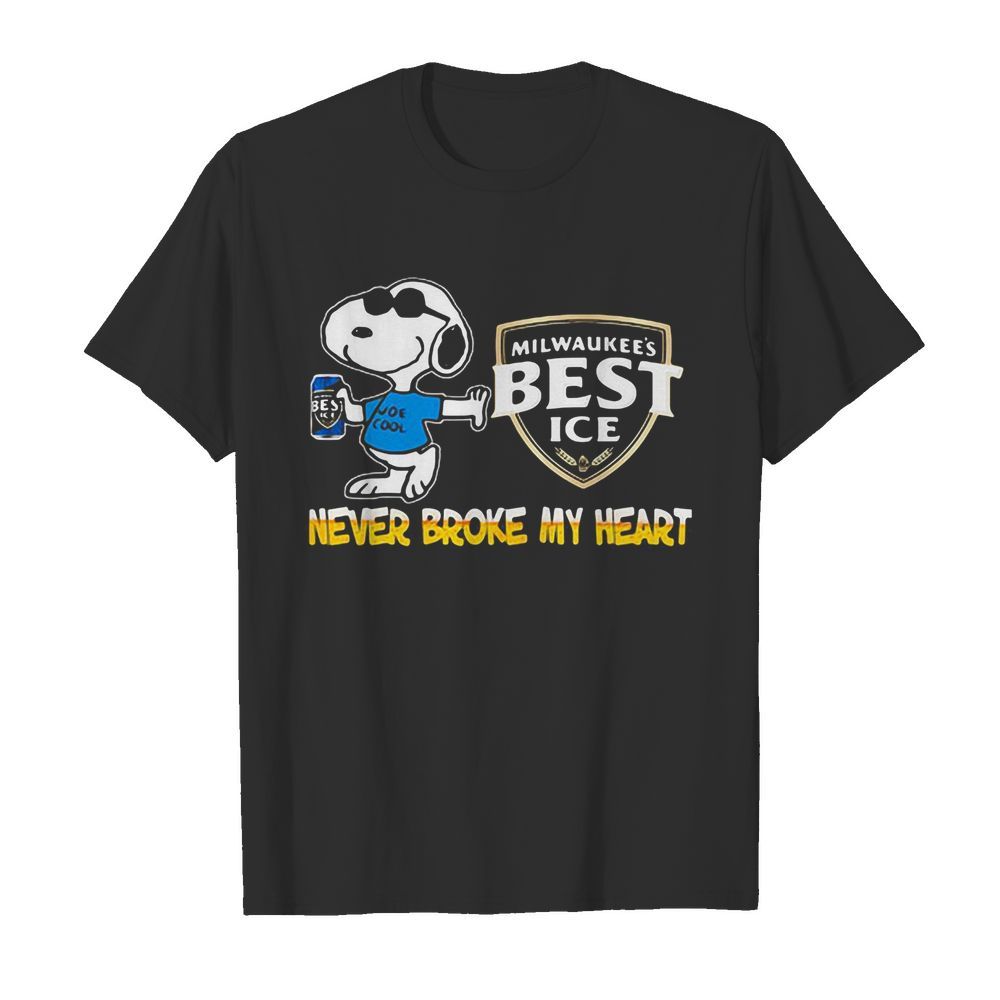 Snoopy milwaukee’s best ice beer never broke my heart shirt