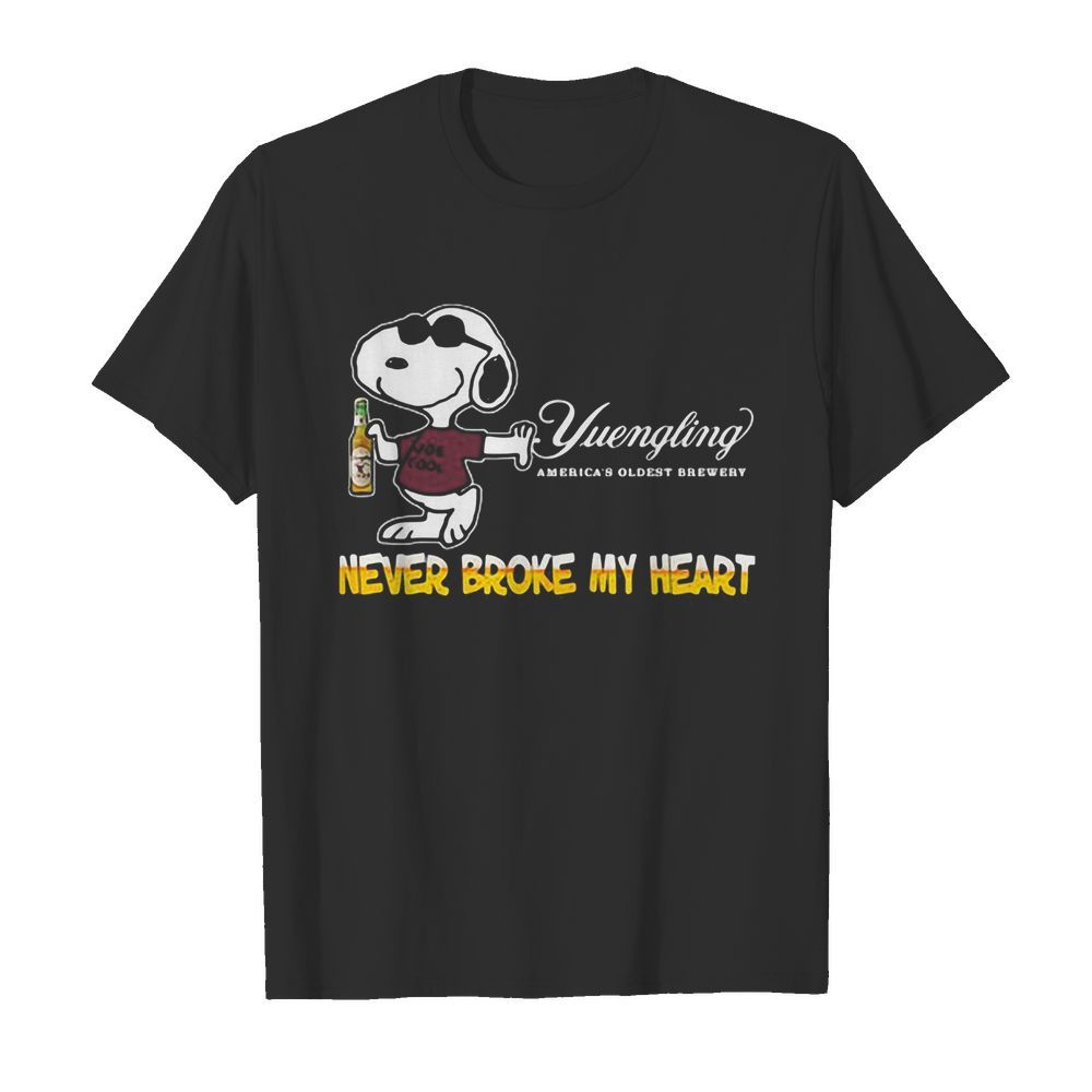 Snoopy yuengling america’s oldest brewery beer never broke my heart shirt