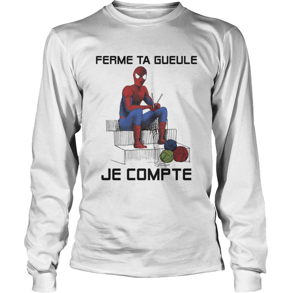 Spiderman knitting ferme ta gueule je compte  Long Sleeve