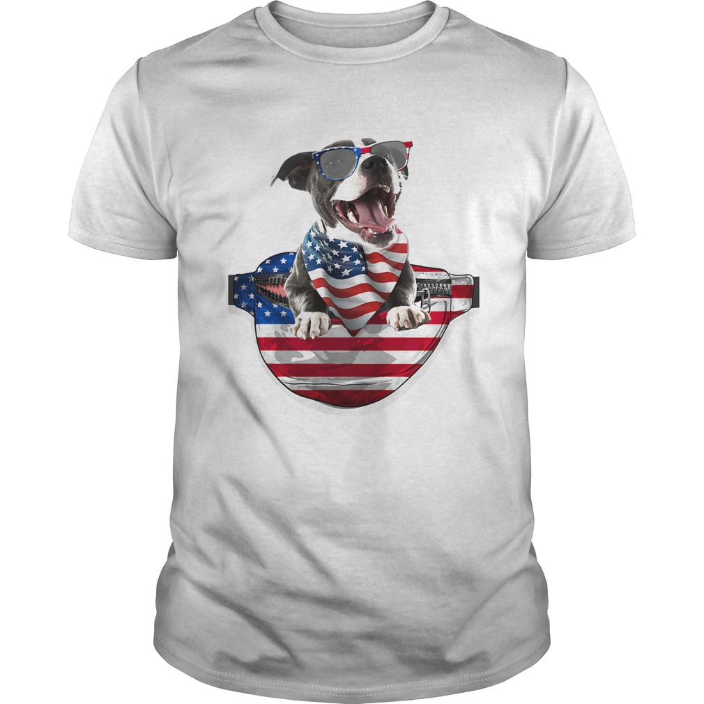 Staffordshire bull terrier waist pack flag american flag independence day shirt