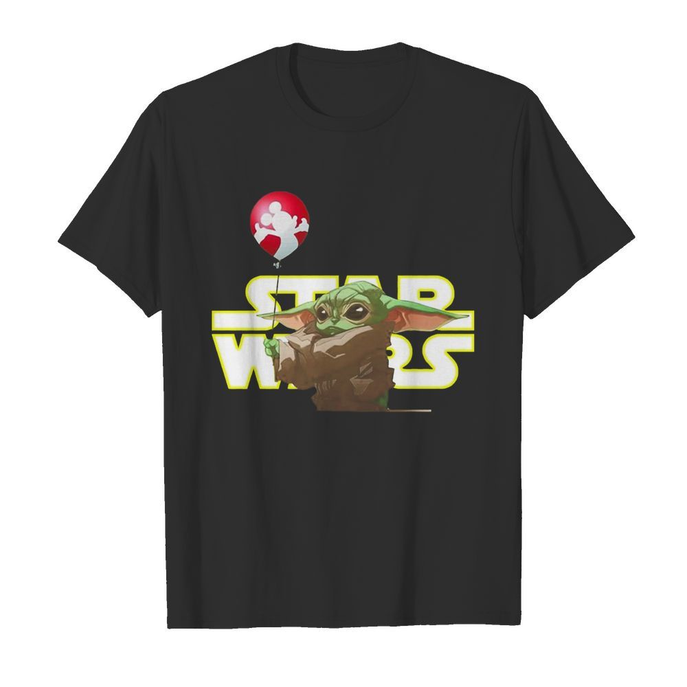 Star Wars Baby Yoda Hand Holding Balloon Mickey Mouse shirt